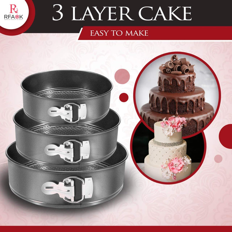 Cake Pan Set for beginner - Springform Pan Set – 3 Round Baking Pans (4"/7"/9") Inch - Non-stick & Leakproof Bakeware Mold - Cheesecake Pan with Removable Bottom- Free Cake decoration supplies & Ebook