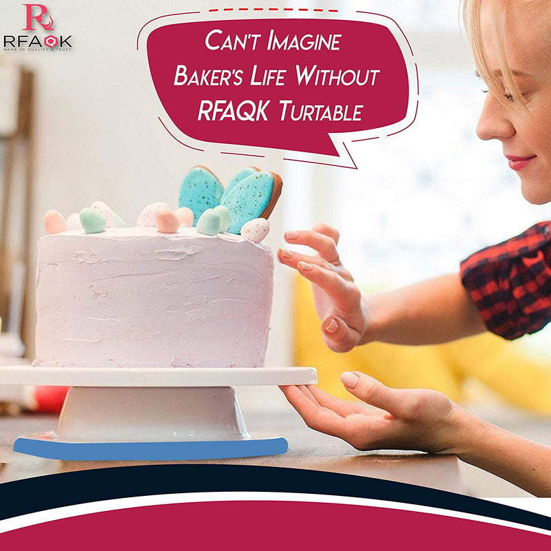 Cake Turntable and Leveler-Rotating Cake Stand with Non Slip pad- Straight & Offset Spatula-3 Icing Smoother Scraper Set -EBook-Cake Decorating Supplies Kit for Beginners -Baking Tools & Accessories