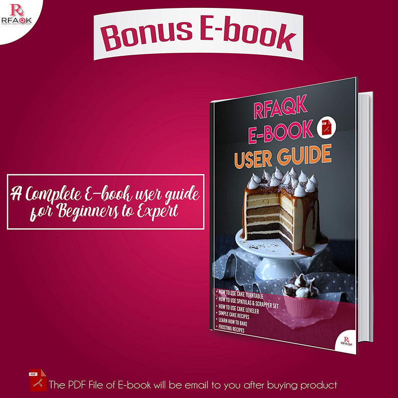 73 pcs Cake Decorating Supplies Kit for Beginners-1 Turntable stand-24 Numbered icing tips with pattern chart and E.Book-1 Cake Leveler-Straight & Angled Spatula-3 Russian Piping nozzles-Baking tools